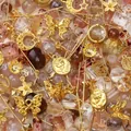 Mixed glass beads and gold alloy charms for DIY jewelry making SKU collection. - Caramel Cocoa / 30g/Pack / Gold