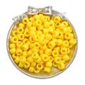 Vibrant yellow acrylic barrel beads with large holes for DIY jewelry making accessories - Approx. 100 Pieces/Pack (9x6mm) / Solid Yellow
