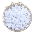 Solid white acrylic barrel beads with large holes for DIY necklace and bracelet jewelry making - Approx. 100 Pieces/Pack (9x6mm) / Solid White