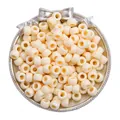 Cream-colored acrylic barrel beads with large holes for DIY jewelry and bracelets. - Approx. 100 Pieces/Pack (9x6mm) / Solid Cream