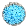 Set of light blue acrylic pony beads with large holes for DIY bracelet and necklace making - Approx. 100 Pieces/Pack (9x6mm) / Solid Light Blue