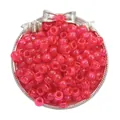 Vibrant magenta transparent acrylic pony beads for DIY jewelry making SKU view - Approx. 100 Pieces/Pack (9x6mm) / Glitter Rose Red