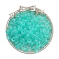 Translucent turquoise glitter acrylic pony beads for DIY jewelry making - Approx. 100 Pieces/Pack (9x6mm) / Glitter Light Green