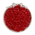 Red translucent acrylic pony beads for DIY jewelry making in a decorative silver tray - Approx. 100 Pieces/Pack (9x6mm) / Transparent Red