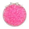 Transparent bright pink acrylic barrel pony beads for DIY jewelry making. - Approx. 100 Pieces/Pack (9x6mm) / Transparent Pink