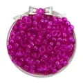 Transparent magenta acrylic pony beads with large holes presented in a silver tray - Approx. 100 Pieces/Pack (9x6mm) / Transparent Violet