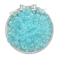 Transparent light blue acrylic pony beads for DIY jewelry making in a decorative dish - Approx. 100 Pieces/Pack (9x6mm) / Transparent Lake Blue