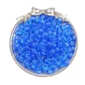 Translucent blue acrylic barrel beads with large holes for DIY handmade jewelry making - Approx. 100 Pieces/Pack (9x6mm) / Transparent Dark Blue