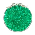 Vibrant green translucent acrylic pony beads for DIY bracelet and necklace jewelry crafts - Approx. 100 Pieces/Pack (9x6mm) / Transparent Dark Green