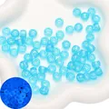 Luminous light blue acrylic barrel beads with large holes for DIY jewelry making - 100pcs Pack / Glow in the Dark Lake Blue