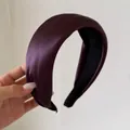 Premium deep purple padded satin wide headband for high skull top hair style detail - Purple