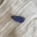 Detailed macro view of a vintage blue teardrop hair clip with white polka dots pattern - 6# Black Waterdrop Clip