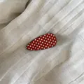 Red and white polka dot water drop hair clip shown on white textured linen background - 2# Red Waterdrop Clip
