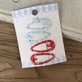 Detalle de pinzas para el cabello BB de colores con lindos patrones de fresas. - Estilo de Lunares Blancos (3#) / 1 Par / Rojo