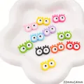 Breloques en acrylique en forme d'yeux de dessin animé pour poupées DIY et loisirs créatifs - 22x14mm (5 Pièces/Paquet)