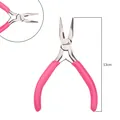 13cm mini long nose jewelry pliers with pink non-slip handles for crafting - Needle Nose Pliers (With Teeth) / 1 Piece Pack