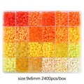 Coffret de 2400 perles poney de 9x6mm en 24 compartiments pour création de bijoux - 2400 Pièces/Boîte (9x6mm) / Série Jaune