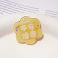Colgante de acrílico amarillo con forma de flor y texto Health para llaveros DIY - 39x42mm (1 Pieza/Paquete) / Paz y Salud
