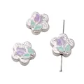 Matte silver alloy tulip beads with purple oil-drop enamel finish for DIY jewelry making - Tulip Style / 15mm (1 Piece/Pack) / Purple