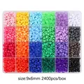 Kit de perles poney DIY 24 grilles 9x6mm 2400pcs pour la création de bijoux faits main - 2400 Pièces/Boîte (9x6mm) / Série Arc-en-ciel