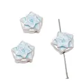 Matte silver alloy tulip flower beads with light blue enamel finish for DIY jewelry - Star Style / 13mm (1 Piece/Pack) / Blue