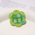Colgante de acrílico verde con forma de flor y texto inspirador para llaveros DIY. - 39x42mm (1 Pieza/Paquete) / Riqueza Instantánea Coco