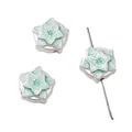 Mint green enamel tulip flower bead in matte silver alloy for DIY jewelry making - Star Style / 13mm (1 Piece/Pack) / Green
