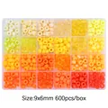 Perles de poney baril 9x6mm jaune et orange dans une boîte de 24 compartiments - 600 Pièces/Boîte (9x6mm) / Série Jaune
