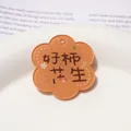 Colgante de acrílico naranja en forma de flor con letras chinas de buena fortuna - 39x42mm (1 Pieza/Paquete) / Placa Identificativa Con Forma De Flor: Cacahuete Good Persimmon