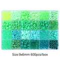 Coffret assorti de 24 cases perles de poney vertes 9x6mm pour bijoux DIY 600 pièces - 600 Pièces/Boîte (9x6mm) / Nuances de vert