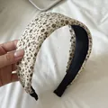 Close-up of retro forest style floral wide headband with vintage brown flower pattern - 1# Milk Tea Floral Headband