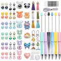 Juego completo de bolígrafos de cuentas DIY con cuentas de colores y dijes - Kit De Bolígrafo Con Cuentas Planet Garden Adventure / 158 Piezas/Paquete (1 Set/Paquete)