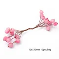Bayas escarchadas artificiales rosas 12x130mm para horquillas DIY y manualidades - Baya Doble Cara / 12mm L130mm 10 Piezas / Rosa