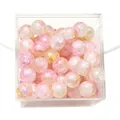 Pink and white 10mm marbled crackle glass beads for handmade DIY jewelry making projects - Color 10