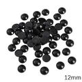 12mm shiny black acrylic flat-back beads for DIY animal eyes and handmade crafts - Round (12mm) / 40 Pieces/Pack / Black