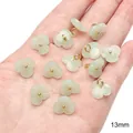 Botón colgante de vidrio imitación jade verde claro de 13mm para creación de joyas DIY - Flor de Tres Pétalos (13mm) / Paquete de 5 / Verde claro
