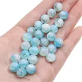 Hochwertige 10mm hellblaue und weiße runde Crackle-Glasperlen für handgemachten DIY-Schmuck. - 20 Stück/Packung (10mm) / Aurora Violett Farbe 8