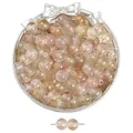 8mm gold-dusted ice-clear glass beads for DIY jewelry making and handcrafted bracelets - 50 Pieces (Approx. 8mm/Hole 1mm) / Champagne (3)