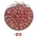 8mm pink speckled translucent glass beads for DIY handmade jewelry making crafts - 50 Pieces (Approx. 8mm/Hole 1mm) / Peach Pink (4)