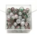 10mm multi-colored glass crackle beads with red and green marble effect for DIY jewelry making - Color 20