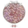 Perles en verre violettes translucides de 8mm avec effet feuille d'or pour bijoux DIY - 50 Pièces (Env. 8mm/Trou 1mm) / Violet Clair (5)