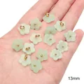 Light green glass jade-style flower pendants 13mm for DIY jewelry making SKU details - Pear Flower (13mm) / 5 Pieces/Pack / Light Green