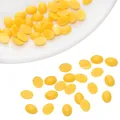 Bright yellow oval acrylic flatback beads for DIY doll making and hair accessories - Oval (6x8mm) / 50 Pieces / Yellow