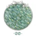 Perles en verre translucide vert menthe 8mm avec feuille d'or et effet encre DIY - 50 Pièces (Env. 8mm/Trou 1mm) / Vert Clair (6)