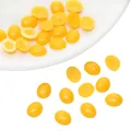 Yellow acrylic oval flatback beads for DIY doll making and handmade jewelry crafts - Oval (8x10mm) / 50 Pieces / Yellow
