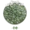 Perles en verre vert 8mm avec feuille d'or pour la création de bijoux DIY faits main - 50 Pièces (Env. 8mm/Trou 1mm) / Vert (7)