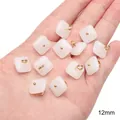 Elegant 12mm square pink glass imitation jade stone charms for DIY jewelry making - Flat Square (12mm) / 5 Pieces/Pack / White