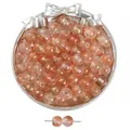 Perles en verre transparentes 8mm avec feuille d'or et motif d'encre pour bijoux DIY - 50 Pièces (Env. 8mm/Trou 1mm) / Orange (9)