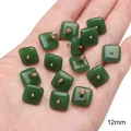 Elegant 12mm green faux jade square pendants for DIY jewelry and clothing accessories. - Flat Square (12mm) / 5 Pieces/Pack / Green