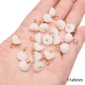Light pink glass flower charms 11x6mm with gold loops for DIY handmade jewelry making - Lotus Pod (11x6mm) / 5 Pieces/Pack / White